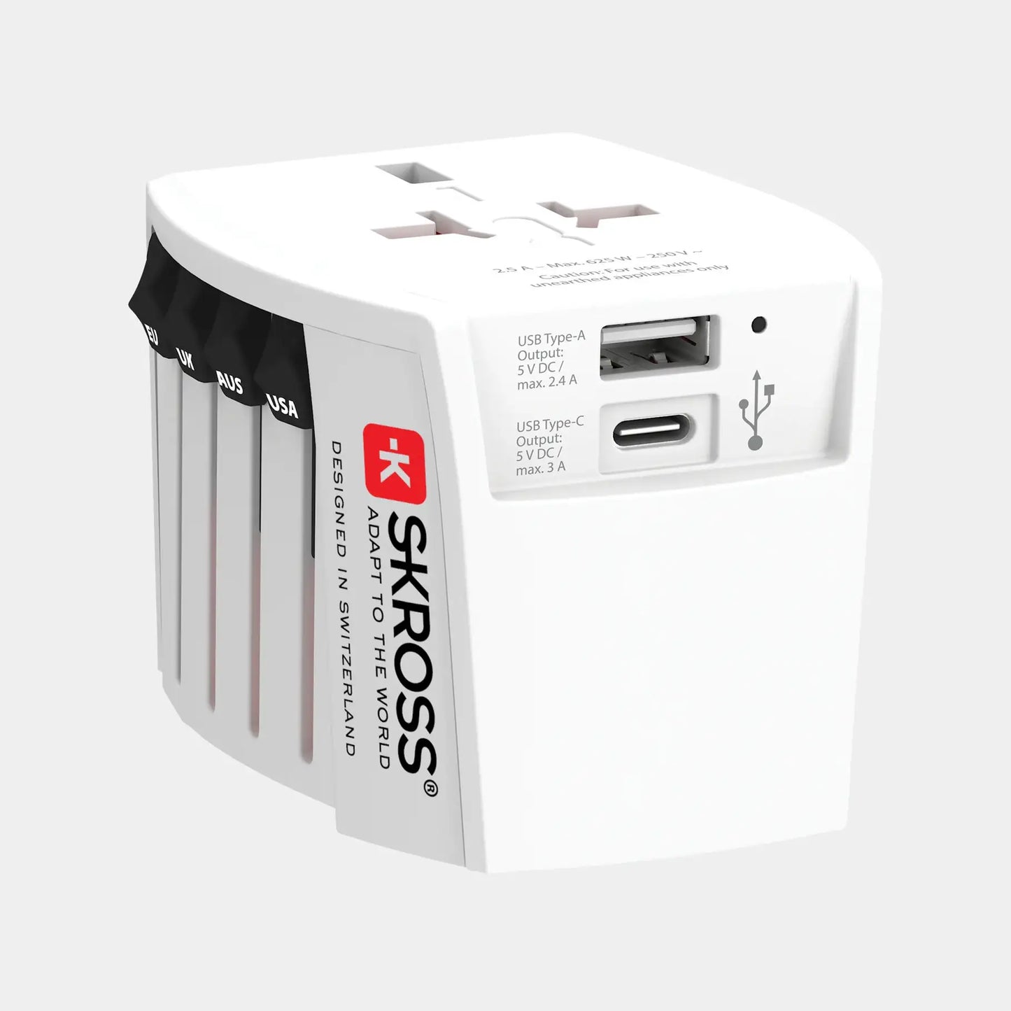 SKROSS World Travel Adapter MUV 2-pole with USB A and C