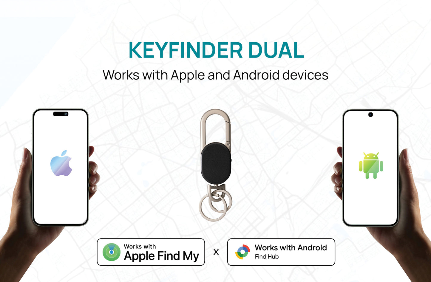 Keyfinder Dual keychain with worldwide locating