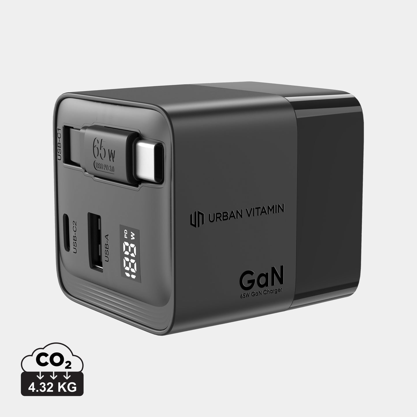 Mendocino 65W GaN charger retractable cable