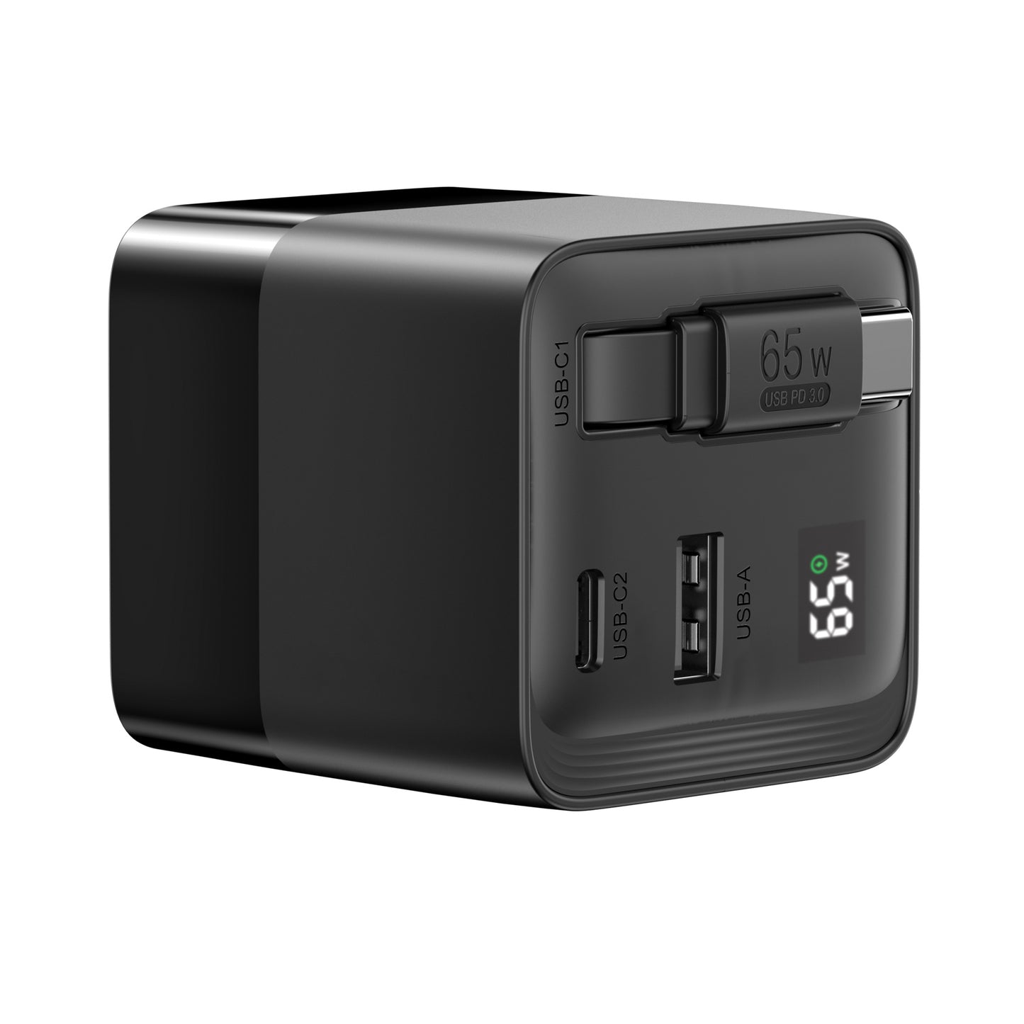 Mendocino 65W GaN charger retractable cable