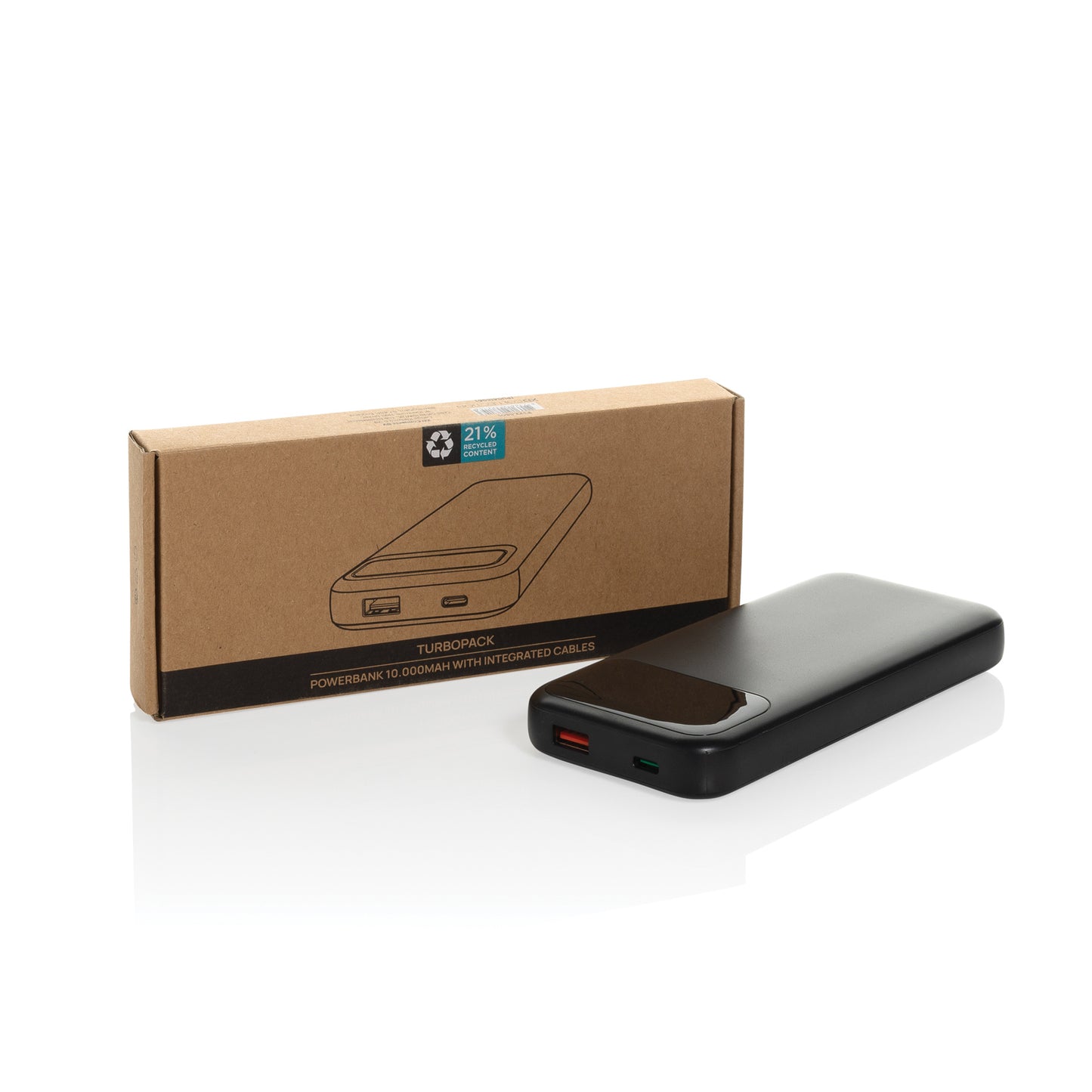 Turbopack RCS rplastic powerbank 10.000 integrated cables