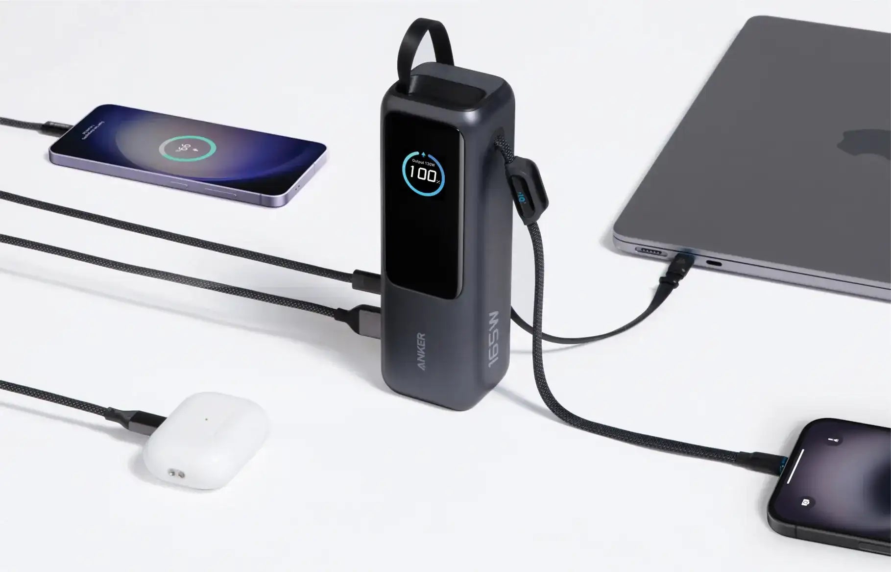 Anker Power Bank 25.000 mah 165W, Built-in retractable cable