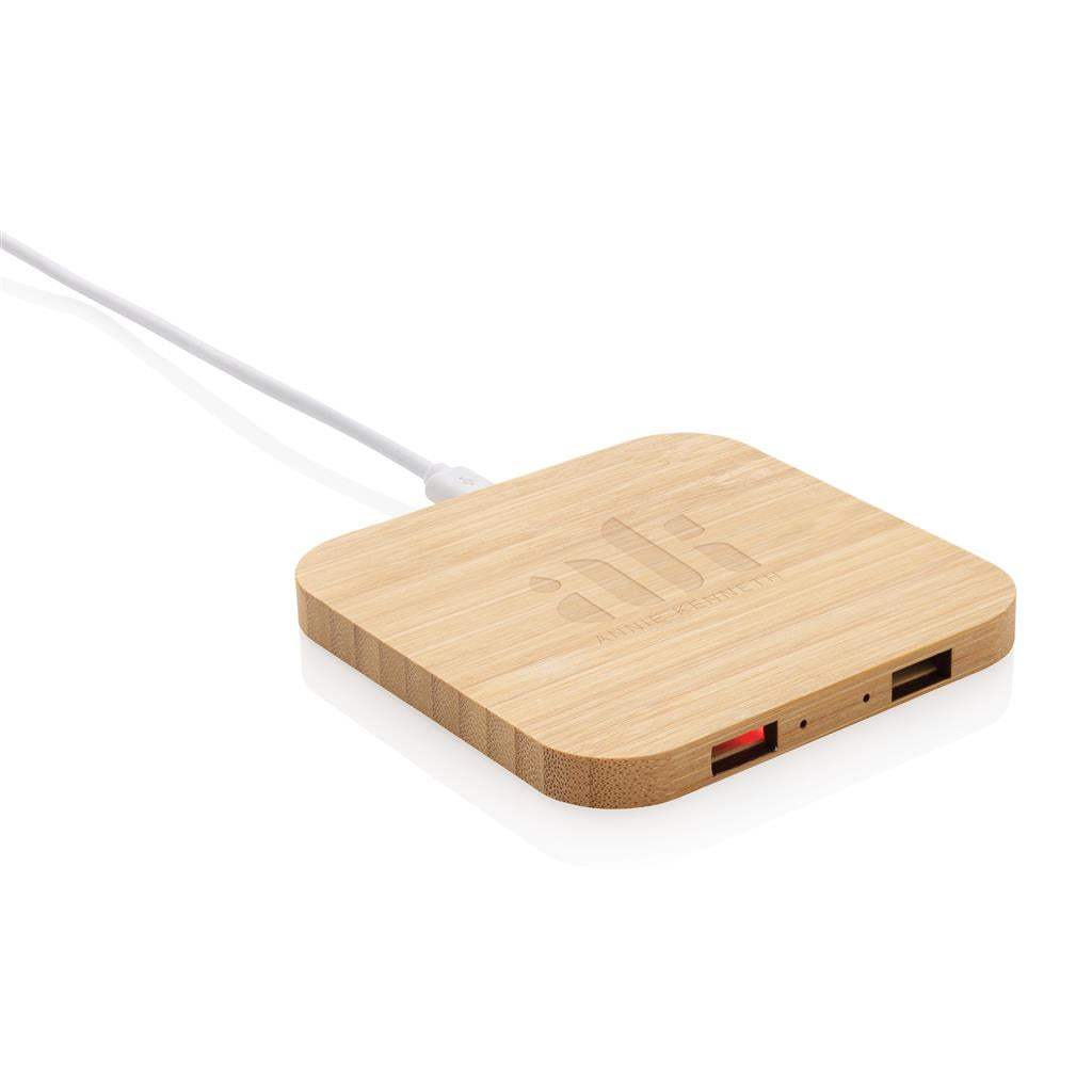 Bamboo 10W Wireless Charger with USB - The Luxury Promotional Gifts Company Limited