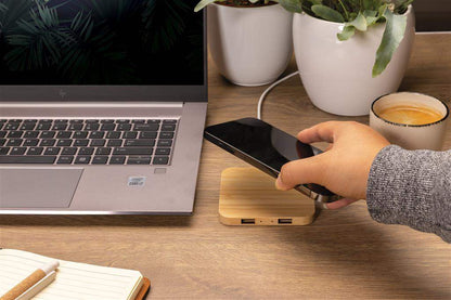 Bamboo 10W Wireless Charger with USB - The Luxury Promotional Gifts Company Limited