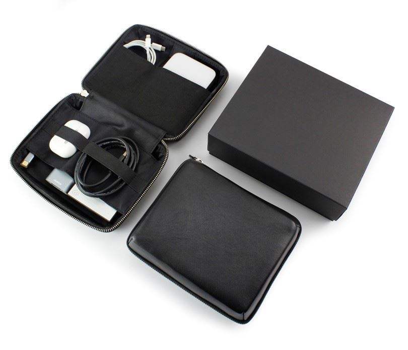 Black Sandringham Nappa Leather Zipped Tech Pouch - The Luxury Promotional Gifts Company Limited