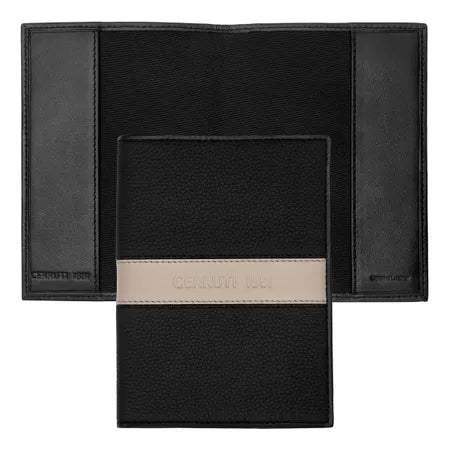 Delano Taupe & Black Passport Holder by Cerruti