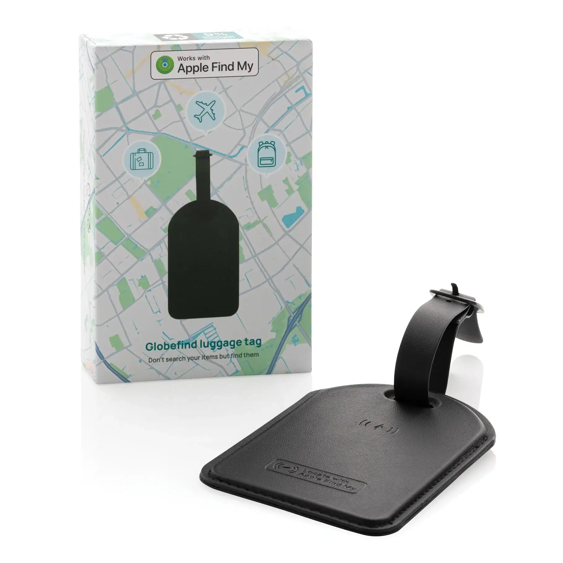Globefind RCSrPolyester luggage tag with worldwide locating