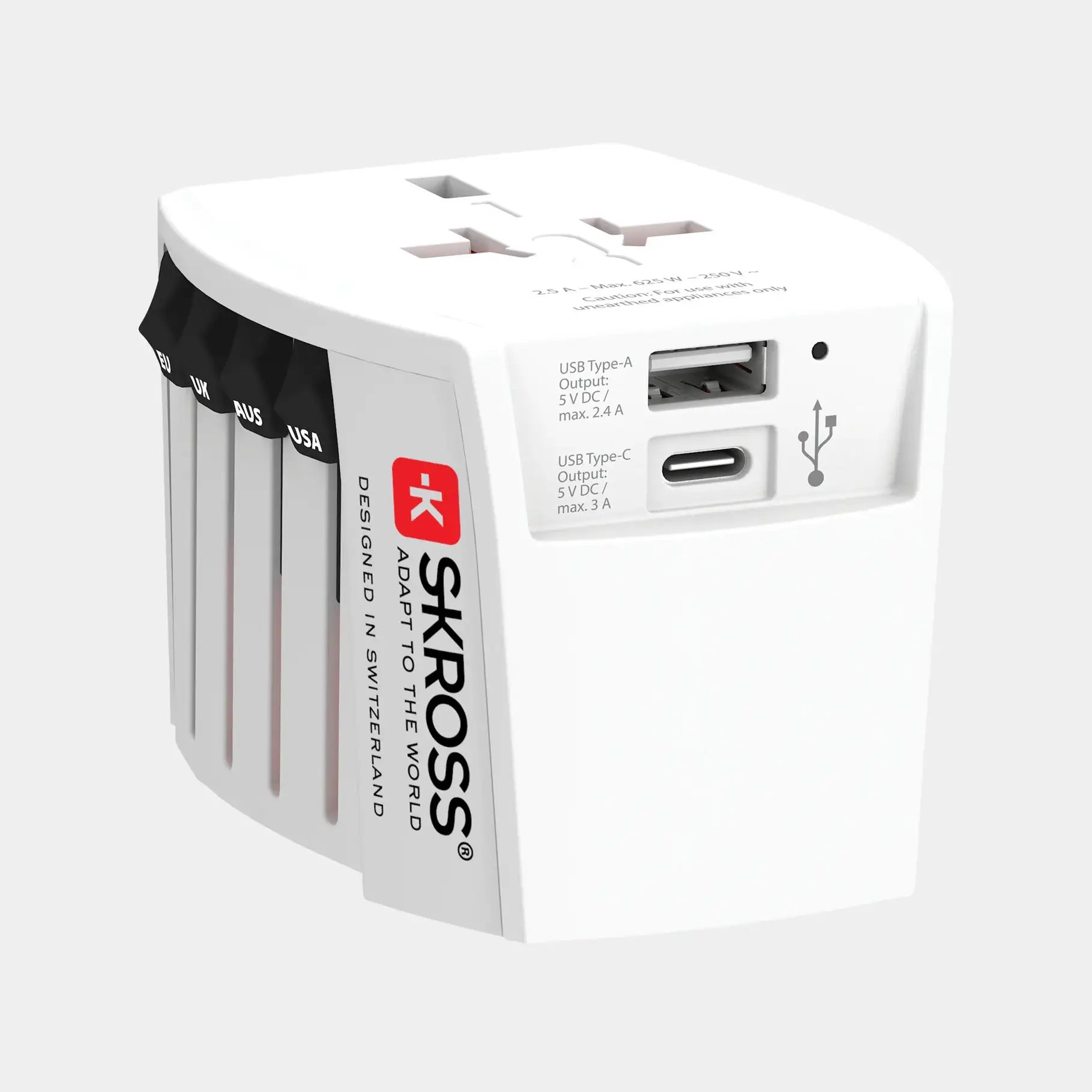 SKROSS World Travel Adapter MUV 2-pole with USB A and C