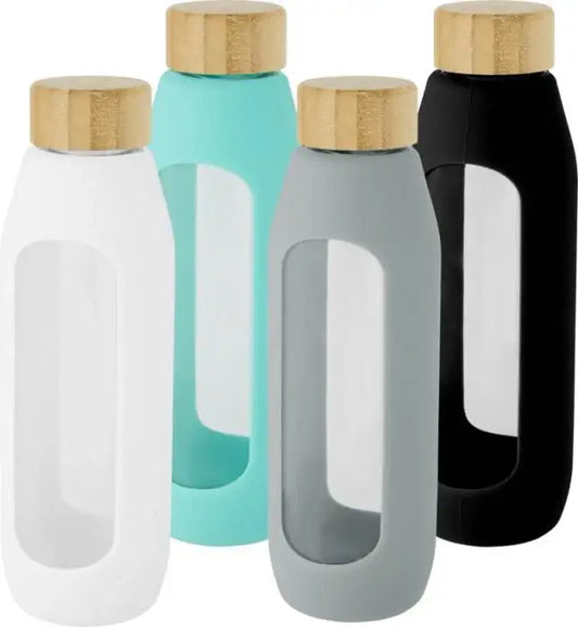 Tidan 600 ml borosilicate glass bottle with silicone grip