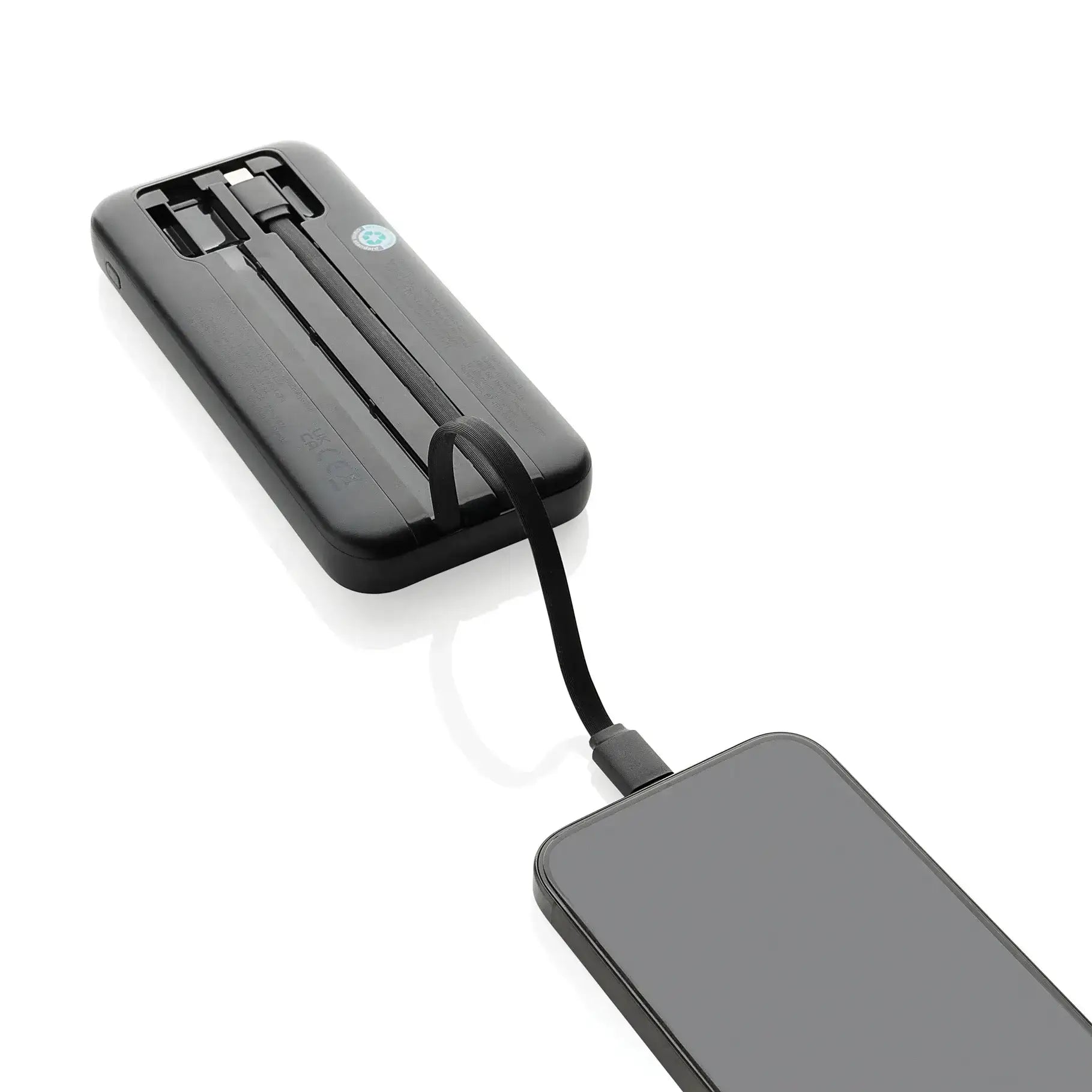 Turbopack RCS rplastic powerbank 10.000 integrated cables