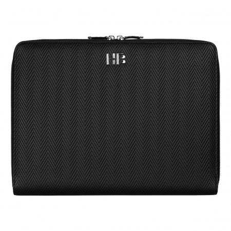 Conference folder zip A4 Herringbone Black by Hugo Boss - The Luxury Promotional Gifts Company Limited
