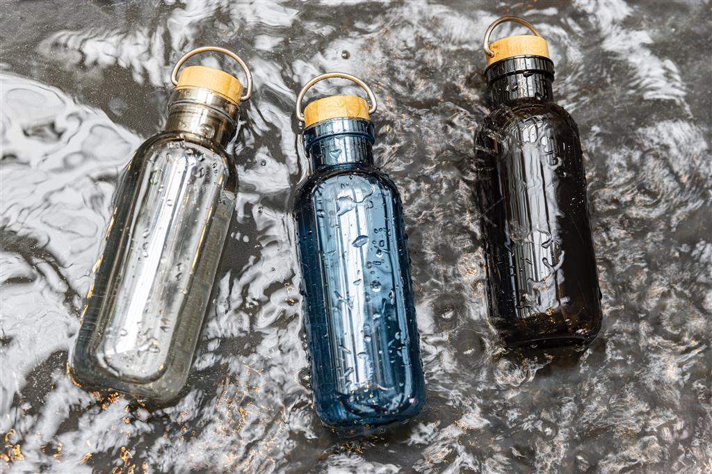 GRS RPET Bottle with FSC Bamboo Lid and Handle