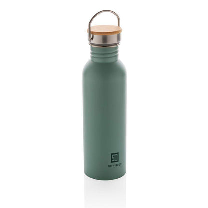Modern Stainless Steel Bottle with Bamboo Lid - The Luxury Promotional Gifts Company Limited