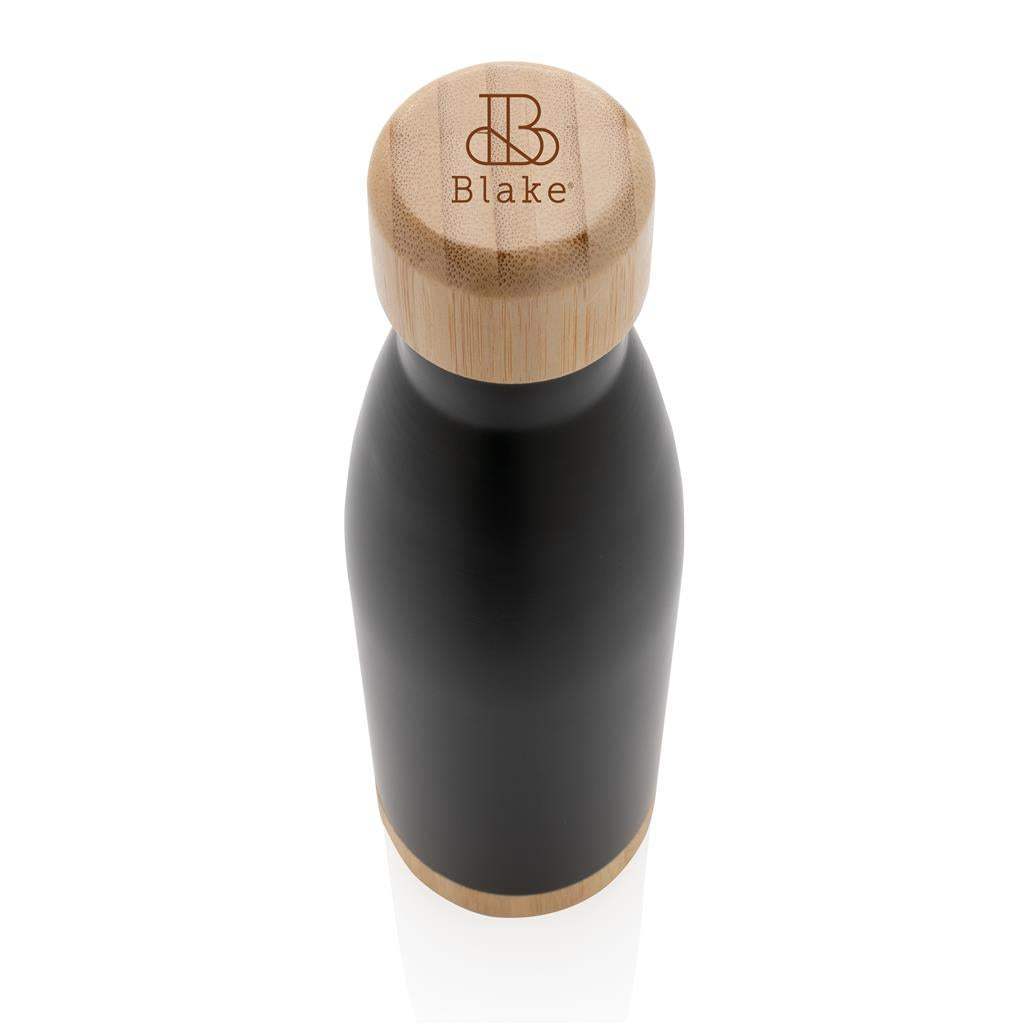 Vacuum Stainless Steel Bottle with Bamboo Lid and Bottom