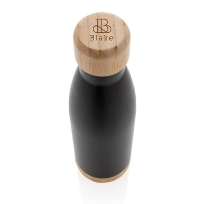 Vacuum Stainless Steel Bottle with Bamboo Lid and Bottom