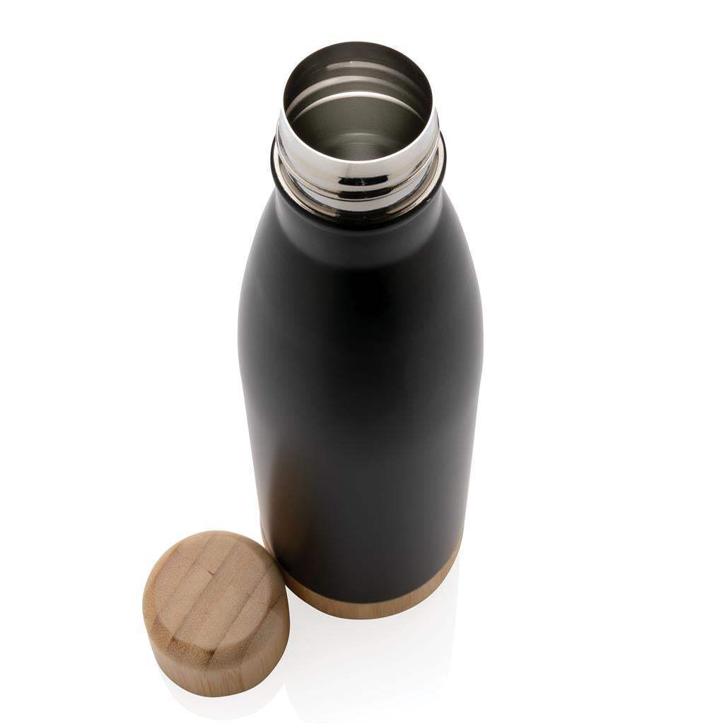 Vacuum Stainless Steel Bottle with Bamboo Lid and Bottom