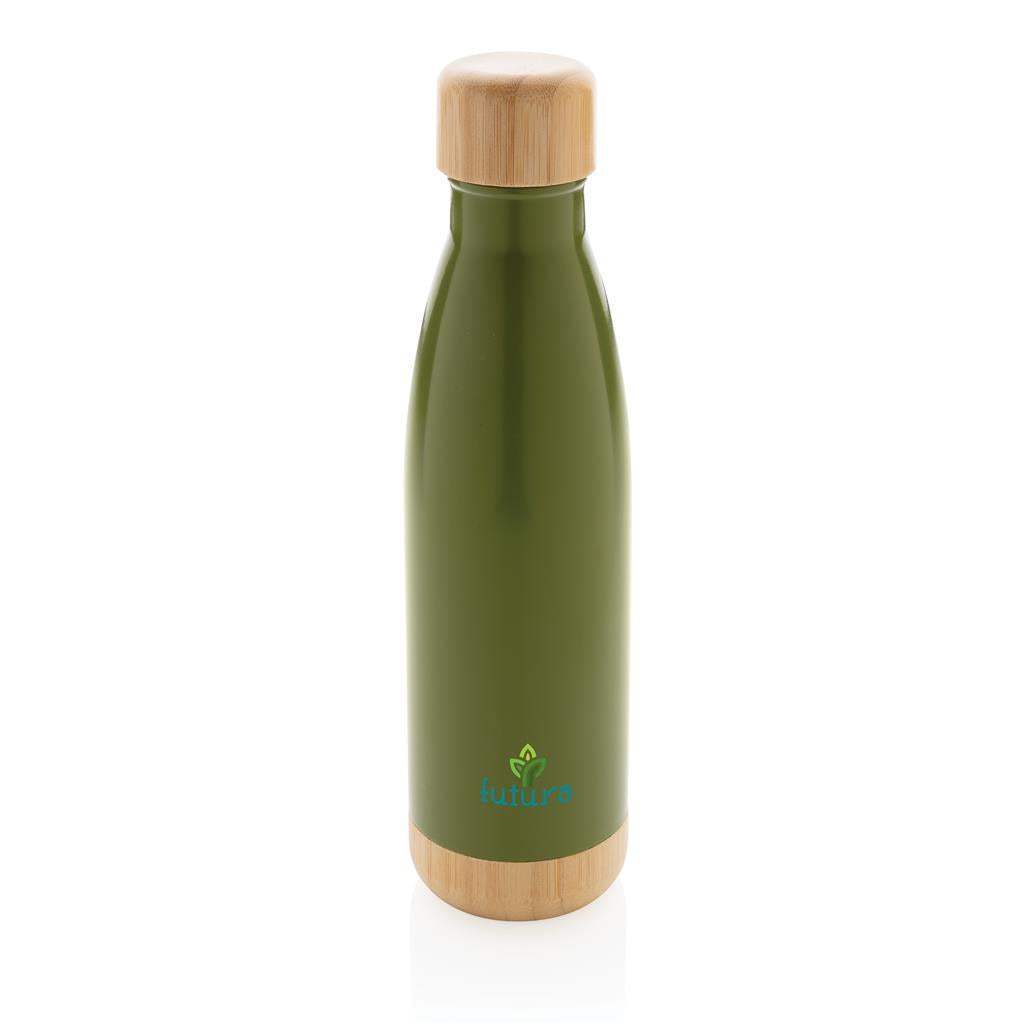 Vacuum Stainless Steel Bottle with Bamboo Lid and Bottom