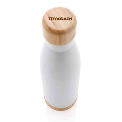 Vacuum Stainless Steel Bottle with Bamboo Lid and Bottom - The Luxury Promotional Gifts Company Limited